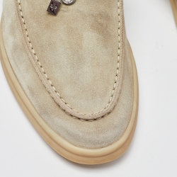 Pre Owned Loro Piana Beige Suede Babouche Charms Walk Mules Size 37.5