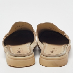 Pre Owned Loro Piana Beige Suede Babouche Charms Walk Mules Size 37.5
