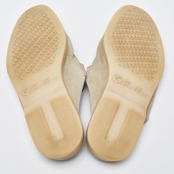 Pre Owned Loro Piana Beige Suede Babouche Charms Walk Mules Size 37.5