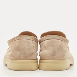 Pre Owned Loro Piana Pink Suede Summer Charms Walk Loafers Size 37.5 