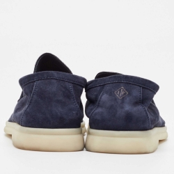 Pre Owned Loro Piana Blue Suede Summer Charms Walk Slip On Loafers Size 39.5