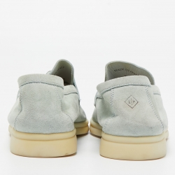 Pre Owned Loro Piana Light Blue Suede Summer Charms Walk Slip On Loafers Size 39