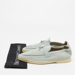 Pre Owned Loro Piana Light Blue Suede Summer Charms Walk Slip On Loafers Size 39