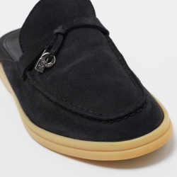 Pre Owned Loro Piana Black Suede Charms Walk Mules Size 37