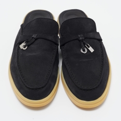 Pre Owned Loro Piana Black Suede Charms Walk Mules Size 37