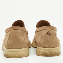 Pre Owned Loro Piana Beige Suede Summer Charms Walk Slip On Loafers Size 37.5