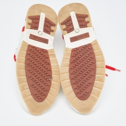 Pre Owned Loro Piana Off White/Red Knit Fabric and Suede 360 LP Flexy Walk Sneakers Size 40