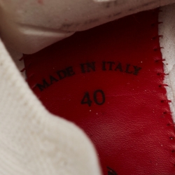 Pre Owned Loro Piana Off White/Red Knit Fabric and Suede 360 LP Flexy Walk Sneakers Size 40