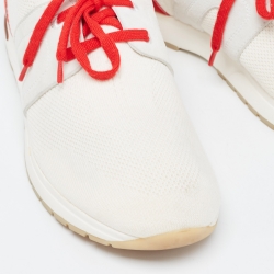 Pre Owned Loro Piana Off White/Red Knit Fabric and Suede 360 LP Flexy Walk Sneakers Size 40