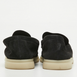 Pre Owned Loro Piana Black Suede Summer Charms Walk Loafers Size 39.5