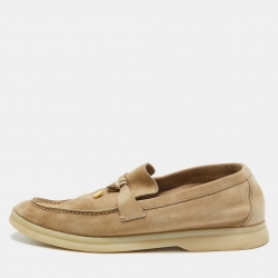 Loro Piana Beige Suede Summer Charms Walk  Loafers Size 38
