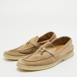 Loro Piana Beige Suede Summer Charms Walk  Loafers Size 38