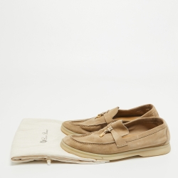 Loro Piana Beige Suede Summer Charms Walk  Loafers Size 38