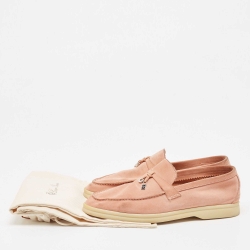 Loro Piana Pink Suede Summer Charms Walk Loafers Size 39