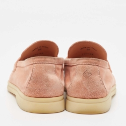 Loro Piana Pink Suede Summer Charms Walk Loafers Size 39