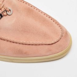Loro Piana Pink Suede Summer Charms Walk Loafers Size 39