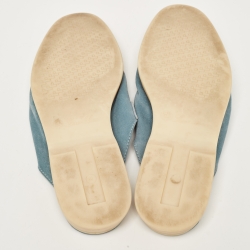 Pre Owned Loro Piana Blue Suede Babouche Charms Walk Flat Mules Size 40
