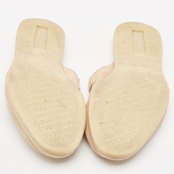 Pre Owned Loro Piana Beige/Pink Suede Babouche Charms Walk Flat Mules Size 37