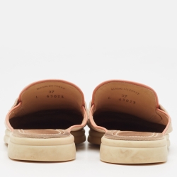Pre Owned Loro Piana Beige/Pink Suede Babouche Charms Walk Flat Mules Size 37