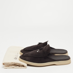 Pre Owned Loro Piana Black Suede Babouche Charms Walk Sandals Size 39.5
