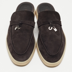 Pre Owned Loro Piana Black Suede Babouche Charms Walk Sandals Size 39.5