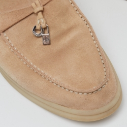 Pre Owned Loro Piana Beige Suede Summer Charms Walk Loafers Size 38