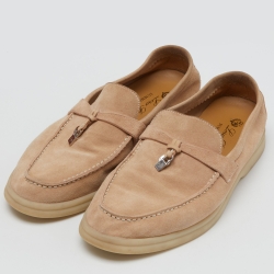 Pre Owned Loro Piana Beige Suede Summer Charms Walk Loafers Size 38