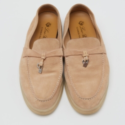 Pre Owned Loro Piana Beige Suede Summer Charms Walk Loafers Size 38