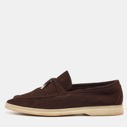 Pre Owned Loro Piana Brown Suede Summer Charms Walk Loafers Size 40.5