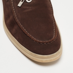 Pre Owned Loro Piana Brown Suede Summer Charms Walk Loafers Size 40.5