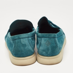 Loro Piana Teal Suede Summer Charms Walk Loafers Size 38