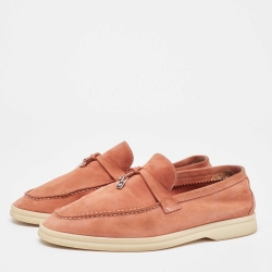 Loro Piana Brown Suede Summer Charms Walk Loafers Size 39.5