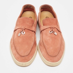 Loro Piana Brown Suede Summer Charms Walk Loafers Size 39.5