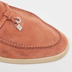 Loro Piana Brown Suede Summer Charms Walk Loafers Size 39.5
