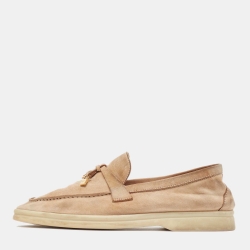 Loro Piana Beige Suede Summer Charms Walk Loafers Size 36
