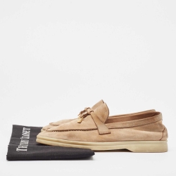 Loro Piana Beige Suede Summer Charms Walk Loafers Size 36