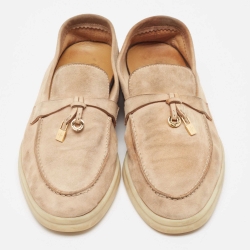 Loro Piana Beige Suede Summer Charms Walk Loafers Size 36
