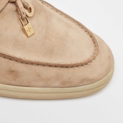 Loro Piana Beige Suede Summer Charms Walk Loafers Size 36