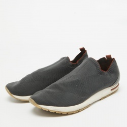 Pre Owned Loro Piana Grey Fabric 360 Flexy Walker Slip On Sneakers Size 43