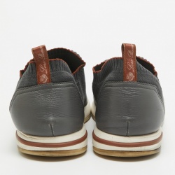 Pre Owned Loro Piana Grey Fabric 360 Flexy Walker Slip On Sneakers Size 43