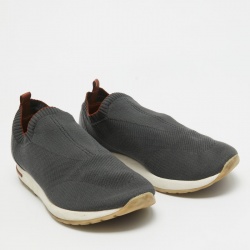 Pre Owned Loro Piana Grey Fabric 360 Flexy Walker Slip On Sneakers Size 43