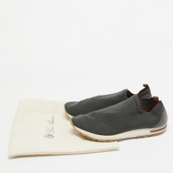 Pre Owned Loro Piana Grey Fabric 360 Flexy Walker Slip On Sneakers Size 43