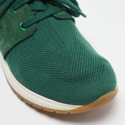 Pre Owned Loro Piana Green Knit Fabric Lace Up Sneakers Size 37.5