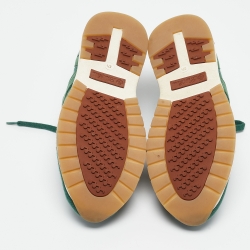 Pre Owned Loro Piana Green Knit Fabric Lace Up Sneakers Size 37.5