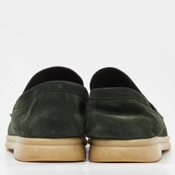 Pre Owned Loro Piana Green Suede Summer Charms Walk Loafers Size 38
