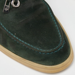 Pre Owned Loro Piana Green Suede Summer Charms Walk Loafers Size 38