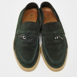 Pre Owned Loro Piana Green Suede Summer Charms Walk Loafers Size 38