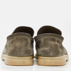 Pre Owned Loro Piana Green Suede Summer Charms Walk Loafers Size 38