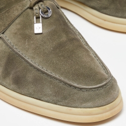 Pre Owned Loro Piana Green Suede Summer Charms Walk Loafers Size 38