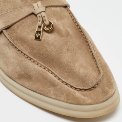 Pre Owned Loro Piana Beige Suede Summer Charms Walk Loafers Size 41